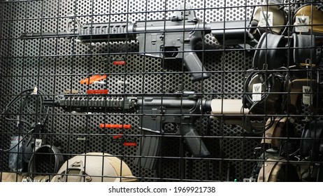 Tokyo, Japan - March 26th 2021: Air Soft Gun Models Display For Hobby At A Toy Store Tokyo