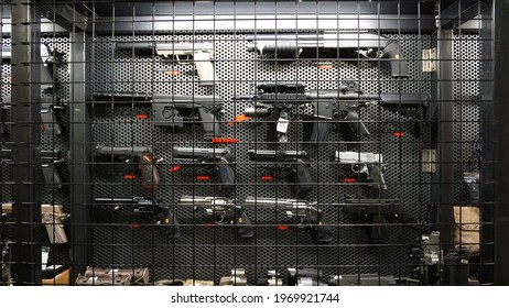 Tokyo, Japan - March 26th 2021: Air Soft Gun Models Display For Hobby At A Toy Store Tokyo