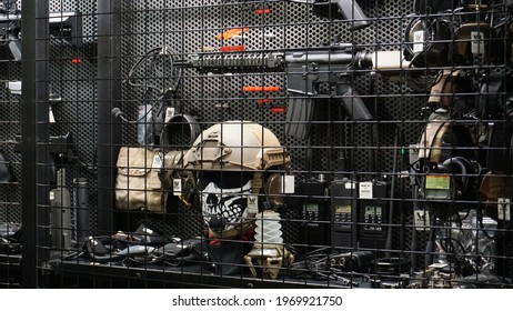 Tokyo, Japan - March 26th 2021: Air Soft Gun Models Display For Hobby At A Toy Store Tokyo