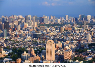 TOKYO, JAPAN - MAY 11, 2012: Sunset light view of Chiyoda and Chuo wards, Tokyo, Japan. The Greater Tokyo Area is the most populous metropolitan area in the world (38 million people).