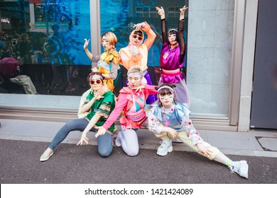 Tokyo, Japan - May 18 2019: Street Life Portraits Of Amazing Fashion And Culture, Including Cosplay In Harajuku, Tokyo, Japan