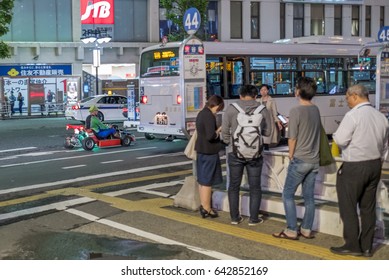 TOKYO, JAPAN - MAY 18TH 2017. Rental Go Karts In Shibuya Street. Driving A Go Kart In Public Street Offer People The Chance To Go Through Tokyo’s Busy Streets And Is A Popular Activity With Tourists.
