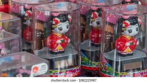 TOKYO, JAPAN - MAY 1ST 2018. Bobble Head Toy Souvenir With Japanese Characters.