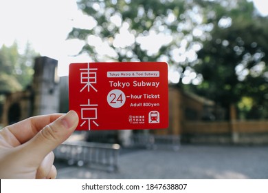 TOKYO, JAPAN - NOVEMBER 1, 2019: Tokyo Metro 24 Hour Ticket Can Be Used On Subway Railway In Tokyo Area Only.