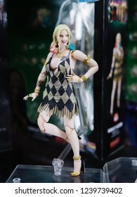 Tokyo, Japan - October 30, 2018: Close Up Of Joker And Harley Quinn Figures On Display Shelf At Yamashiroya Store In Ueno, Tokyo, Japan. Suicide Squad Is A 2016 American Superhero Film 