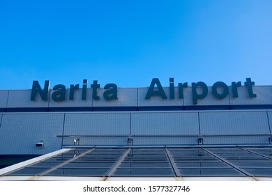 Tokyo, Japan - October 30, 2019 : View Of The Narita Airport Terminal 1 Signage On Top Of The Terminal Building At Narita Airport 