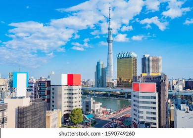 Tokyo Japan. Panorama Of The City From A Height. Sunny Day In Tokyo. Japanese Architecture. View Of The City Center. Observation Deck For Tourists. Traveling In The Summer To Japan.