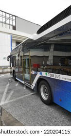 Tokyo, Japan - September 11 2022: A Futuristic Design Of Hydrogen Fuel Cell Public Bus From Toei Bus Company.