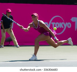 TOKYO, JAPAN - SEPTEMBER 19 :  Yanina Wickmayer In Action At The 2015 Japan Womens Open WTA International Tennis Tournament