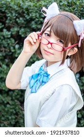 TOKYO, JAPAN - SEPTEMBER 23th, 2018: Japanese Girl Cosplay Hanayo Koizumi From Anime Love Live, This Event Was Held In Sunshine City Ikebukuro, Tokyo.