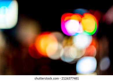 Tokyo, Japan Shinjuku Downtown City District Ward At Night With Abstract Blurry Blurred Bokeh Background Of Lights On Street Urban Nightlife Shallow Depth Of Field Defocused Backdrop