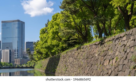 Tokyo, Japan.office District And Moat Around The Imperial Palace