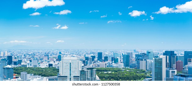 
Tokyo Landscape Wide Early Summer Blue Sky And Green
