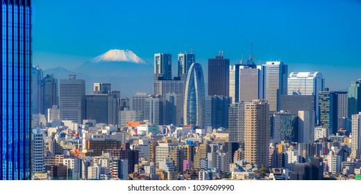 Tokyo Skyline With Mount Fuji,  Japan.