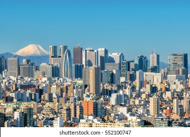 Tokyo Skyline And Mountain Fuji In Japan