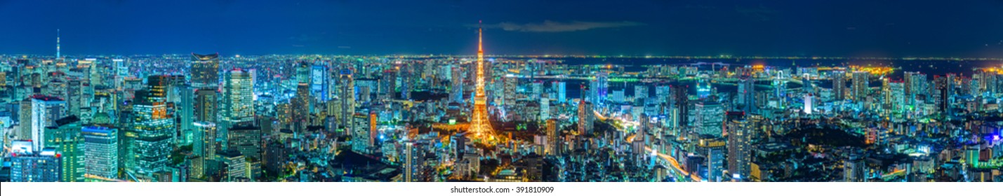 Tokyo skyline panorama,  Japan.