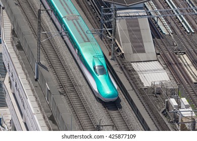 TOKYO-April 19,2016:Top View Of The E5 Series Bullet (High-speed Or Shinkansen) Train. This Train Services As 