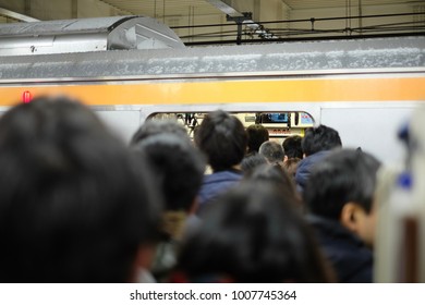 TOKYO-JANUARY 22 2018 : The Heaviest Snow In Four Years Hits Tokyo On Monday, Prompting Companies To Advise Employees To Leave Work Early, Disrupting Transport And Leaving 16 People Injured.