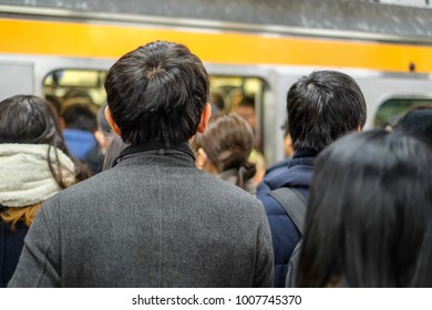 TOKYO-JANUARY 22 2018 : The Heaviest Snow In Four Years Hits Tokyo On Monday, Prompting Companies To Advise Employees To Leave Work Early, Disrupting Transport And Leaving 16 People Injured.