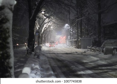 TOKYO-JANUARY 22 2018 : The Heaviest Snow In Four Years Hits Tokyo On Monday, Prompting Companies To Advise Employees To Leave Work Early, Disrupting Transport And Leaving 16 People Injured.