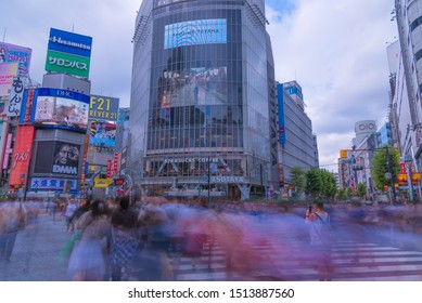 Tokyo,Japan 2019 August 13;Photo of tourists and shoppers walking on Ginza street. Ginza is popular shopping area in Toko, Japan.