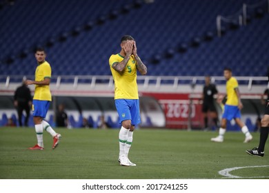 Tokyo-Japan July 31, 2021 Tokyo Olympic Games2020 Football Brazil And Egypt At Saitama Stadium 