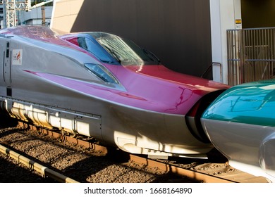 Tokyo/Japan March 6, 2020
The E6 Series Shinkansen Bullet Train Network Of High-speed Railway Lines In Japan