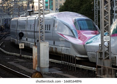 Tokyo/Japan March 6, 2020
The E6 Series Shinkansen Bullet Train Network Of High-speed Railway Lines In Japan