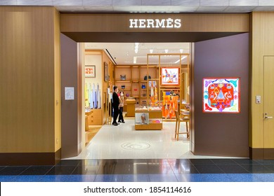 Tokyo/Japan March 8, 2020
Hermes Shop. Hermes Is A High-end Retailer Carrying The Luxury Brand's Apparel, Handbags, Scarves & Other Accessories.