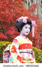 tokyo,Japan,November 23,2014 : Geisha to show and allow people who want to take photo with her in park