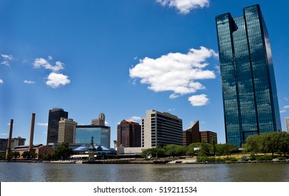 Toledo, OH Skyline from a Boat on the Maumee River.