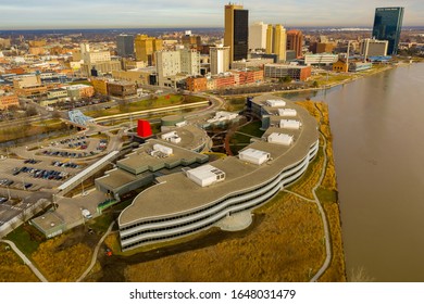TOLEDO, OH, USA - JANUARY 7, 2020: Aerial photo Owens Corning Toledo Ohio a materials company