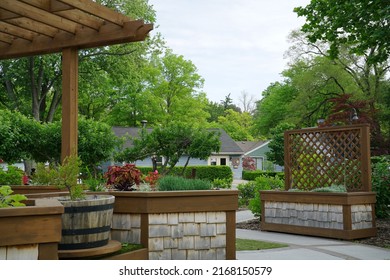 Toledo, Ohio, June 5, 2022: View Of Raised Flower Beds At The Botanical Gardens                               