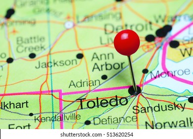 Toledo Pinned On A Map Of Ohio, USA
