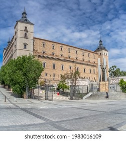 Toledo Spain - 05 12 2021: Majestic View At The Military Building At The Alcázar Of Toledo Main Facade