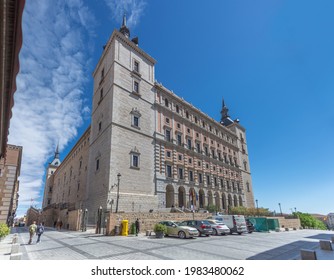 Toledo Spain - 05 12 2021: Majestic View At The Military Building At The Alcázar Of Toledo Main Facade