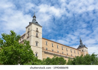 Toledo Spain - 05 12 2021: Majestic View At The Military Renaissance Building At The Alcázar Of Toledo Main Facade