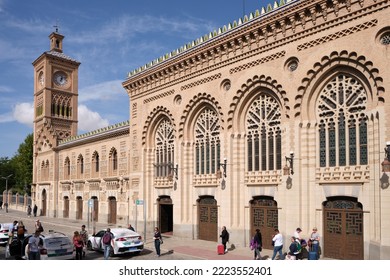 Toledo, Spain - OCT 22, 2022:Facade Of The Toledo Railway Station, Designed By Architect Narciso Clavería Y De Palacios In The Neo-Mudéjar Style.