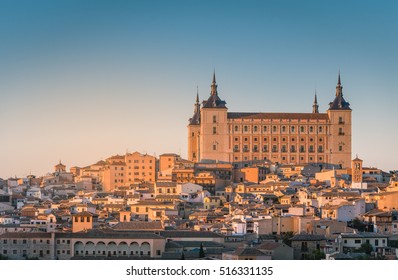 Toledo, Spain Old Town Cityscape At The Alcazar.