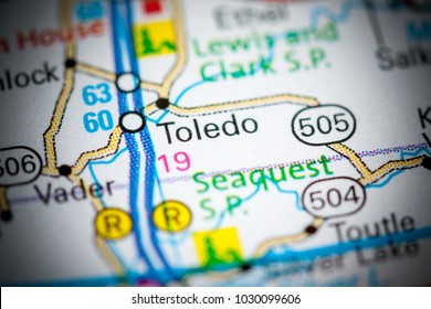 Toledo. Washington State On A Map.