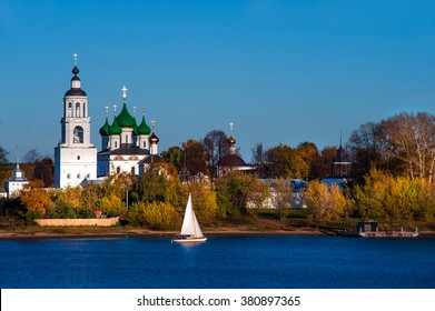 Tolga Monastery In Yaroslavl On The Bank Of River Volga In Autumn Time.