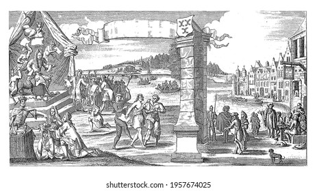 The Toll Booth In Vianen For The Actionists, Vintage Engraving.