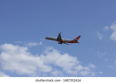 TOLMACHEVO, NOVOSIBIRSK, RUSSIA - Tu-204 Aviastar Airlines Take Off In Tolmachevo Airport.