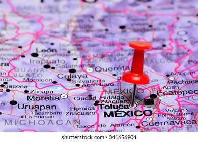 Toluca Pinned On A Map Of Mexico
