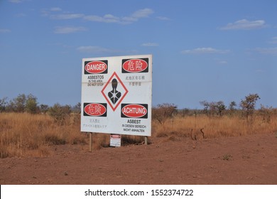 TOM PRICE,WA-OCT 11 2019:Hazardous sign at the Abandoned Blue Asbestos Mining Town of Wittenoom in the Pilbara.In 2007 the town was completely de-listed and removed from Western Australia map.