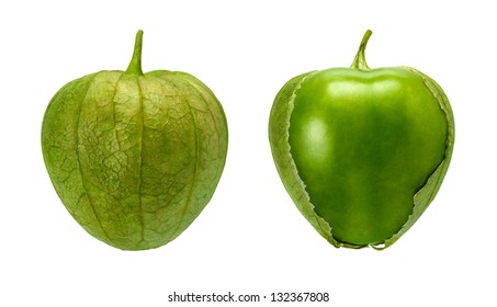 Tomatillo Pair Isolated On A White Background