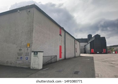 Tomatin, Inverness, Scotland - April 30 2019: Buildings Of The Tomatin Whisky Distillery In The Scottish Highlands.