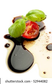 Tomato And Basil Over Balsamic Vinegar