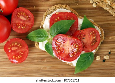 Tomato And Basil Summer Sandwich.