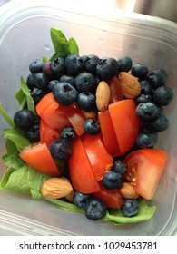 Tomato Blueberry, Almond Spinach Salad, In Tupperware 